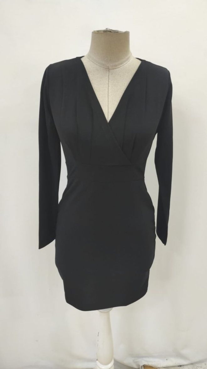 Janes Czarna Elegancka Sukienka Bodycon Z Dekoltem W Serek I Długimi Rękawami Hurtowa sprzedaż odzieży Seksowny
