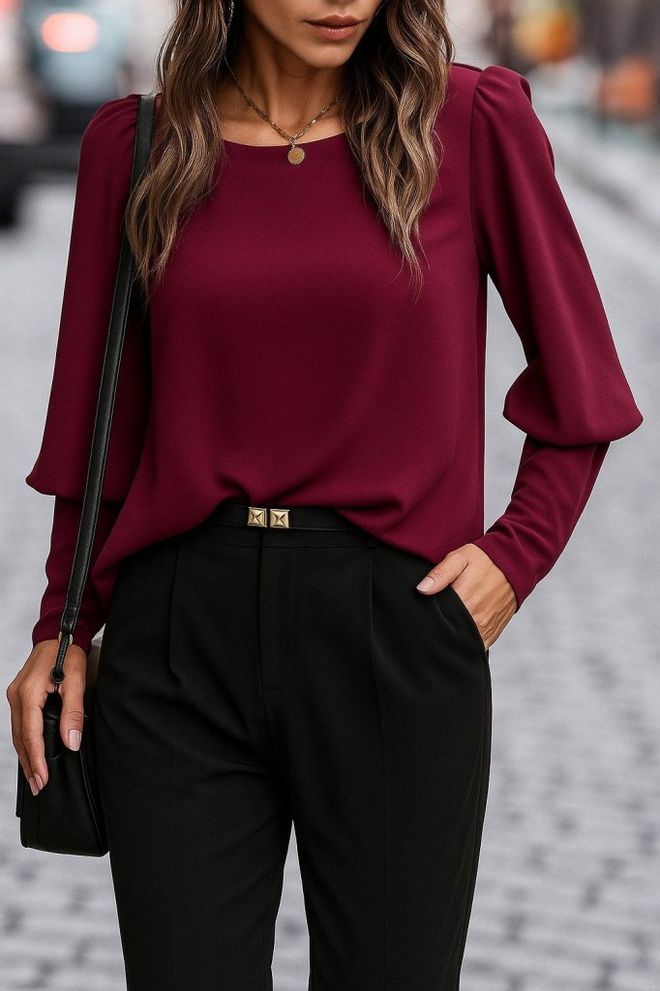 Janes Blusa Elegante Rojo Clarete Ropa al por mayor Casual