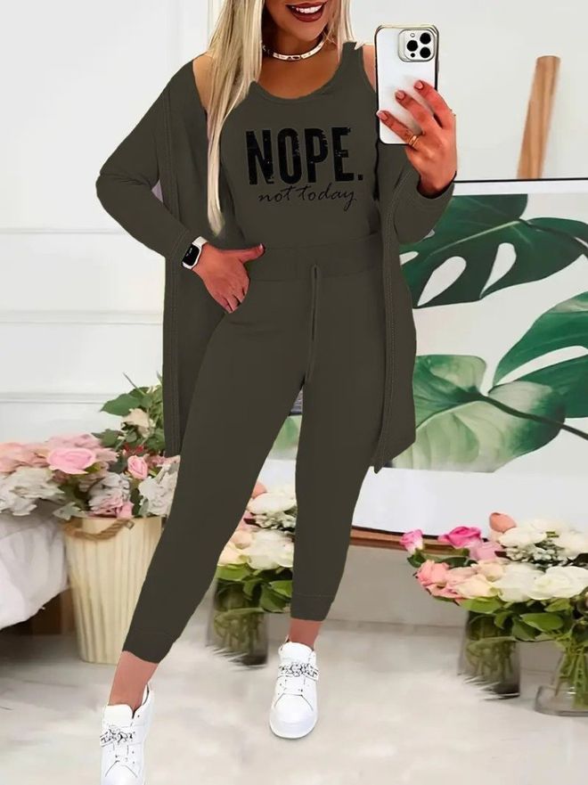 Janes Kaki Ležerno Streetwear Slim Fit Jogger Set Oblačila na debelo Ležerno