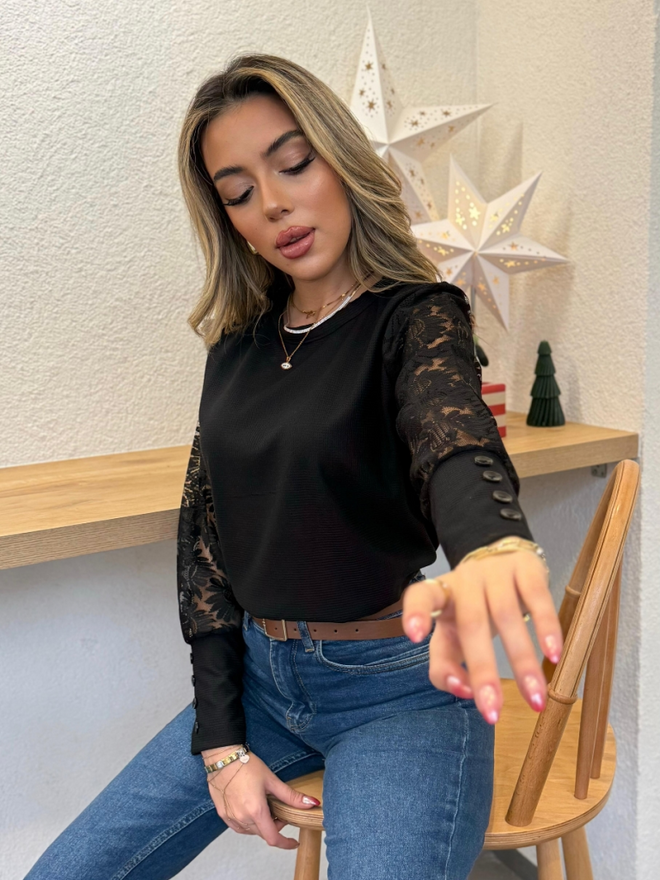 Janes Siyah Zarif Resmi Bluz Toptan Giyim 9