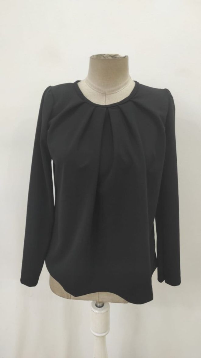 Janes Preto Blusa Casual Elegante Formal Manga Comprida Roupas por atacado 5
