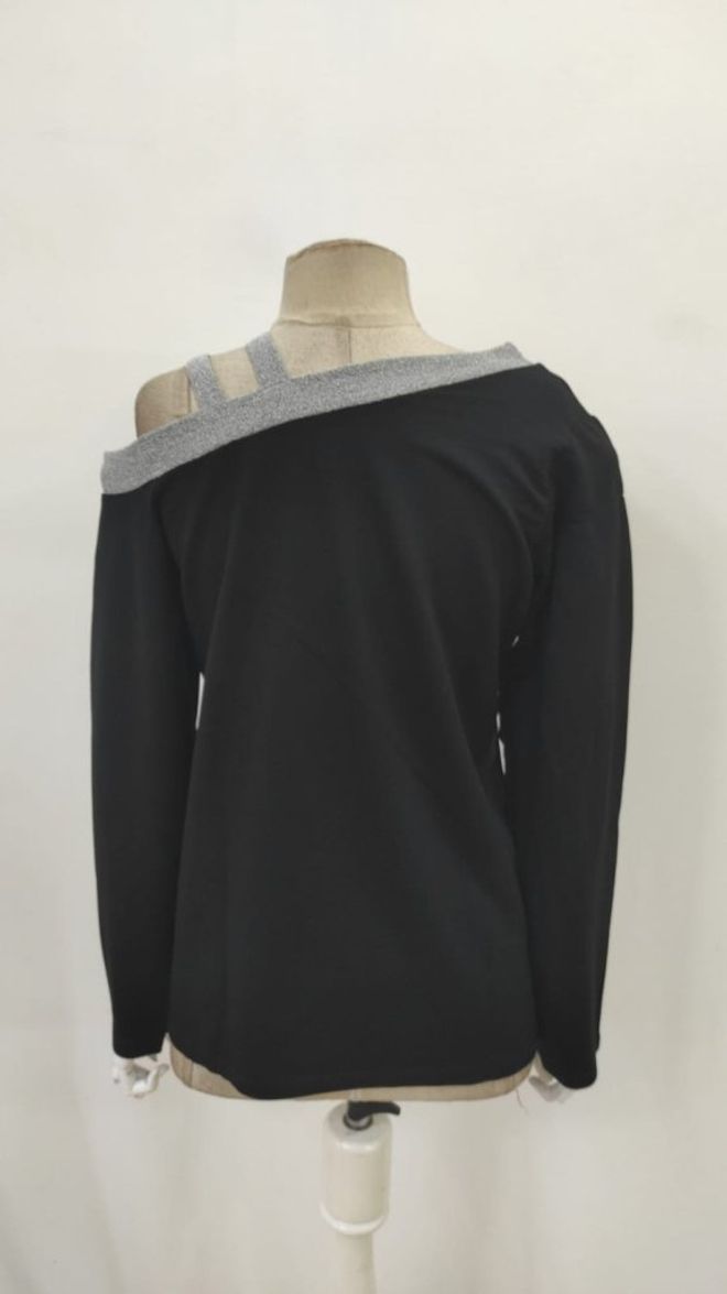 Janes Chemisier Noir Sexy Décontracté Avec Encolure Ras Du Cou Vêtements en gros Sexy