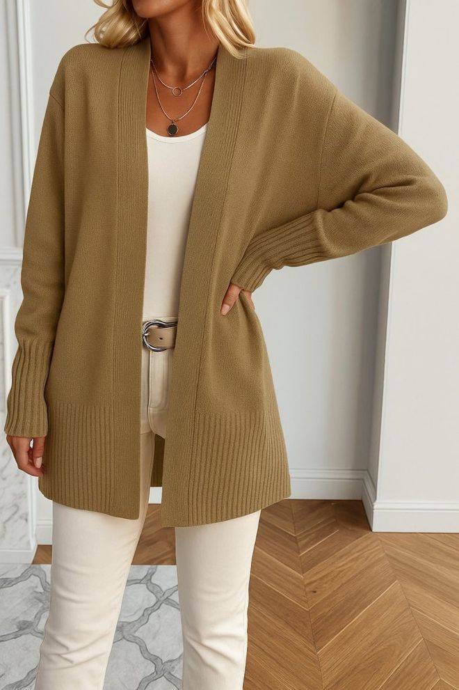 Janes Khaki Overhemd Jas Met V Hals Kraag Groothandel Kleding Casual