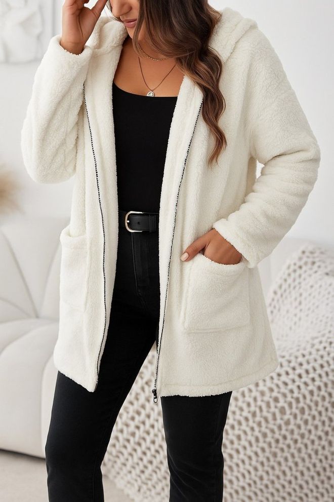 Janes Chaqueta Blanca Casual Con Capucha Ropa al por mayor Modesto