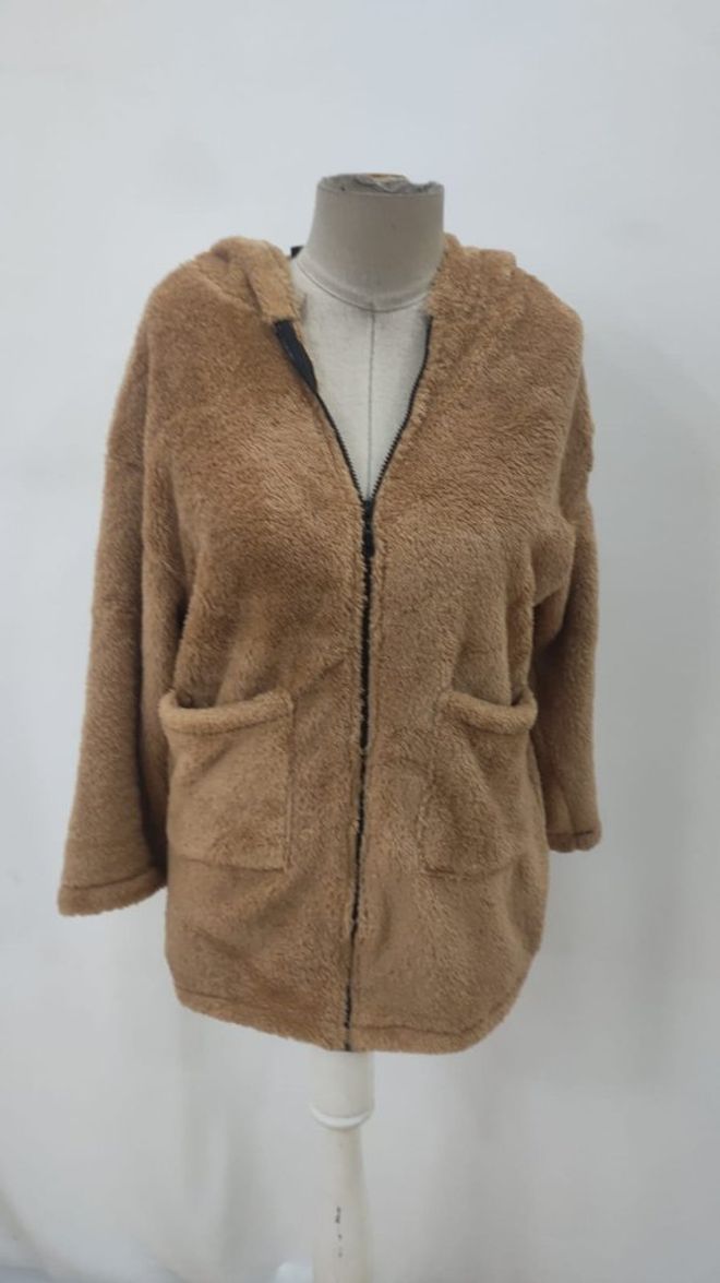 Janes Blouson Teddy Brun Avec Col À Capuche Et Fermeture Éclair Vêtements en gros 5