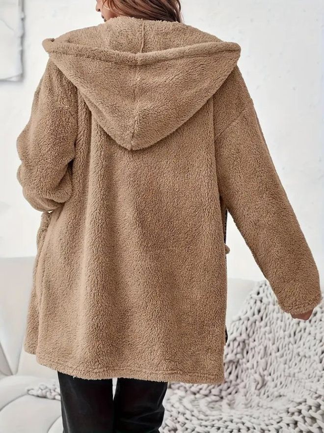 Janes Blouson Teddy Brun Avec Col À Capuche Et Fermeture Éclair Vêtements en gros Lounge