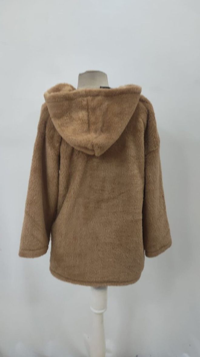 Janes Blouson Teddy Brun Avec Col À Capuche Et Fermeture Éclair Vêtements en gros Travail