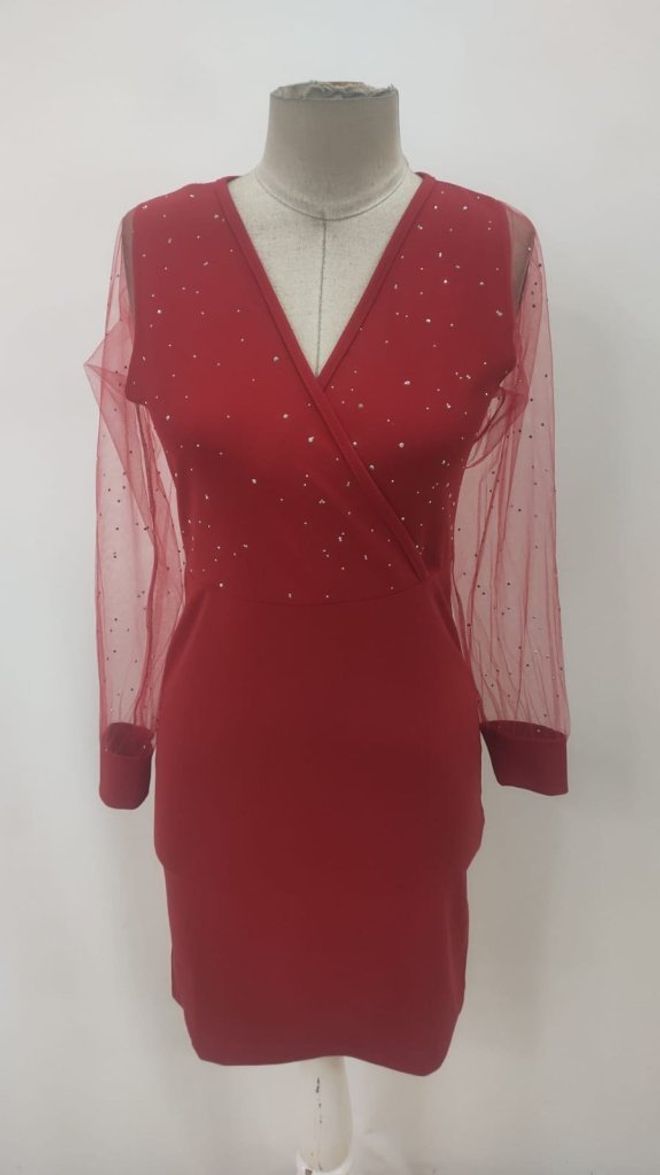 Janes Vestito Bodycon Mini Bordeaux Con Scollo A V E Paillettes Abbigliamento all'ingrosso Primavera