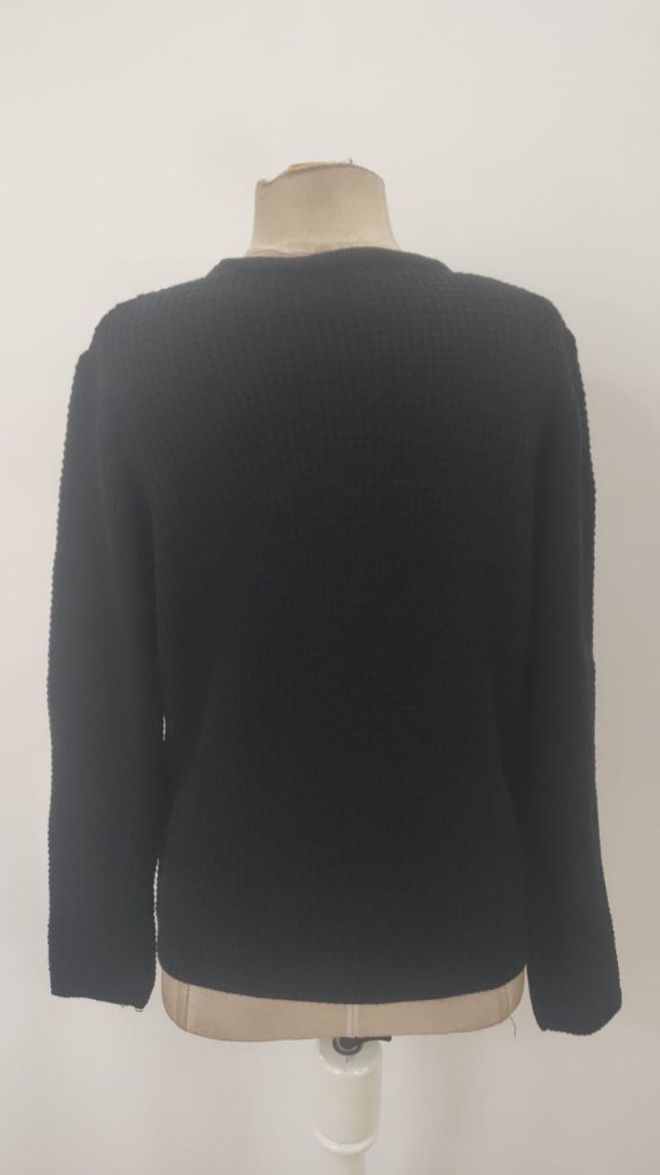 Janes Zwarte Trui Slim Fit Ronde Hals Lange Mouw Groothandel Kleding Preppy