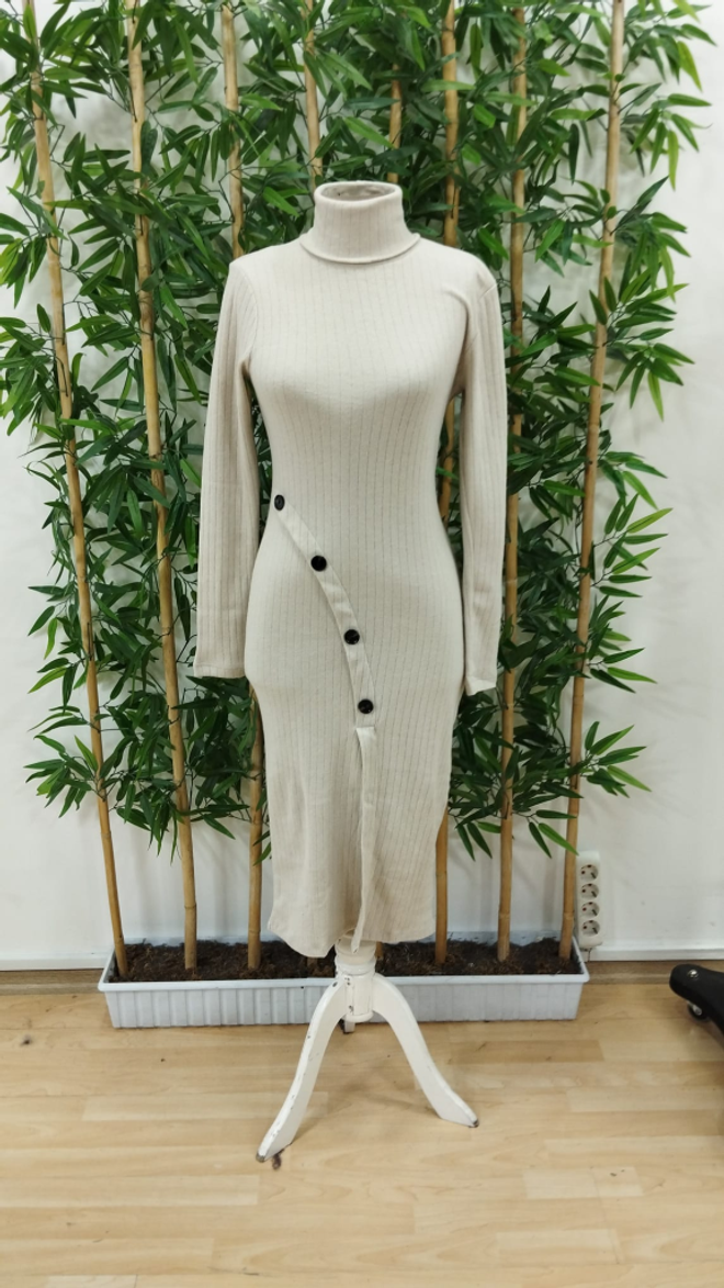 Janes Chardon hemdjurk Met Lange Mouwen En Lange Mouwen En Split En Knoopsluiting Voor Dames Beige Groothandel Kleding 4