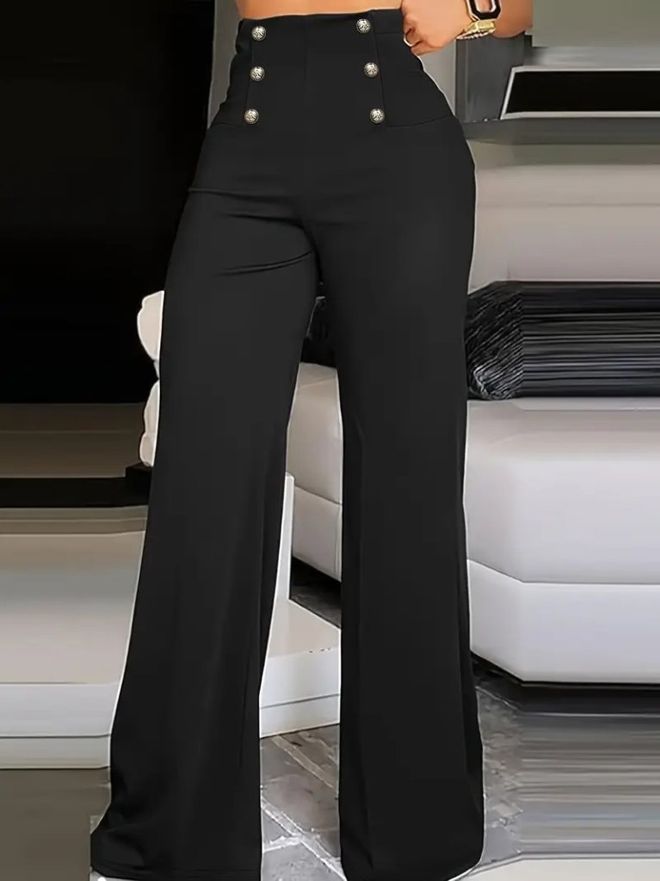 Janes Calças Palazzo Elegantes Pretas Roupas por atacado Vintage