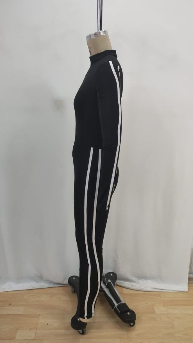 Janes Macacão Preto Slim Fit Esportivo Com Zíper Roupas por atacado 5