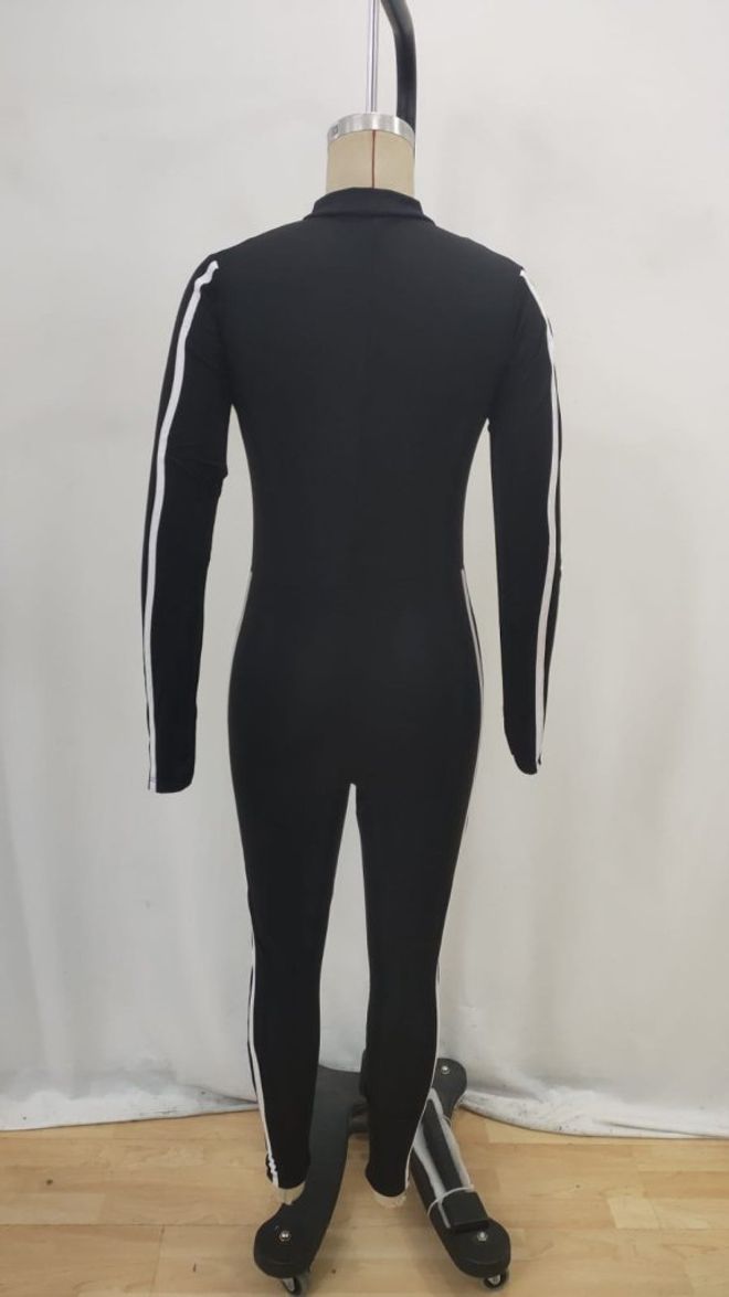 Janes Macacão Preto Slim Fit Esportivo Com Zíper Roupas por atacado Trabalho