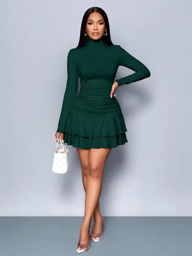 Janes Yeşil Seksi Zarif Resmi Işıltılı Fit & Flare Elbise Elbise Toptan Giyim Seksi