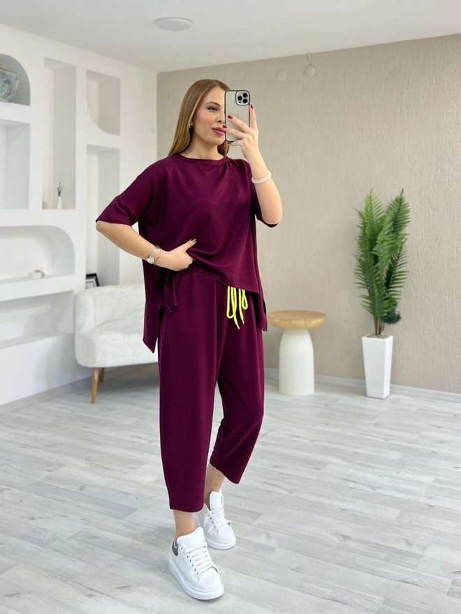 Janes Claret Red Casual Sport Modest Set Wholesale Clothing Casual