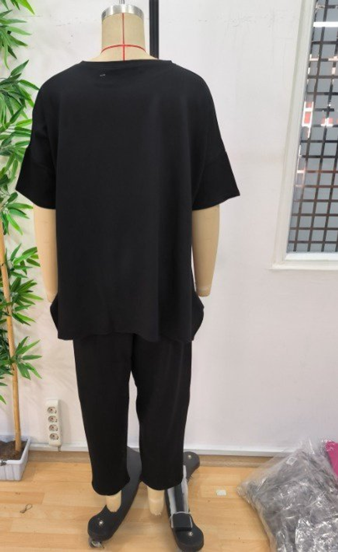 Janes Black Casual Sport Set With Oversized Fit Wholesale Clothing Work