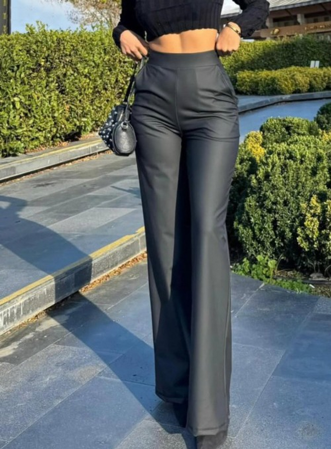 Janes بنطال بالازو أسود جنسي أنيق رسمي ملابس بالجملة جنسي