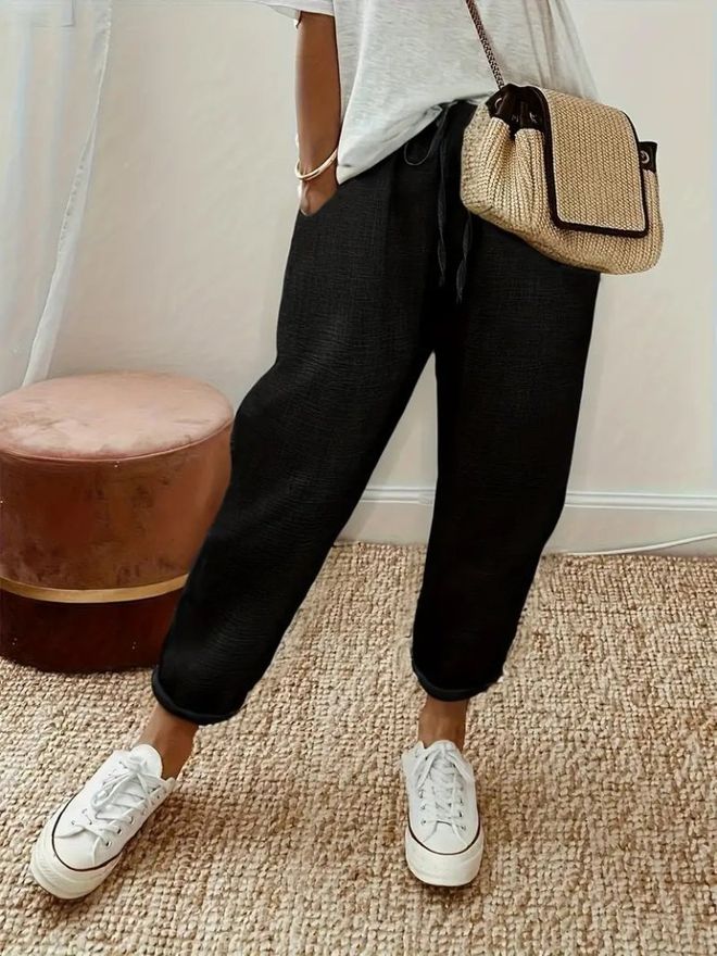Janes Black Casual Jogger Pants Wholesale Clothing Casual