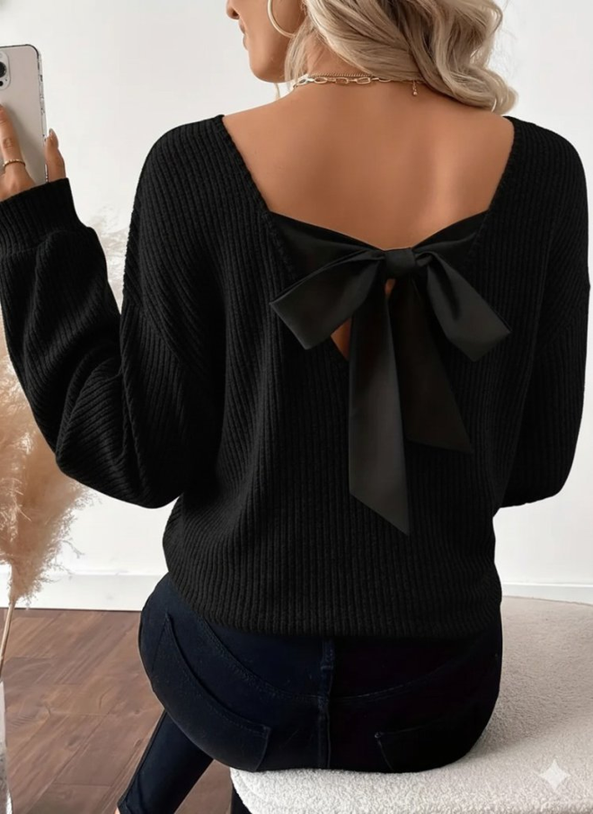 Janes Blusa Negra Elegante Casual Con Cuello En V Ropa al por mayor Casual