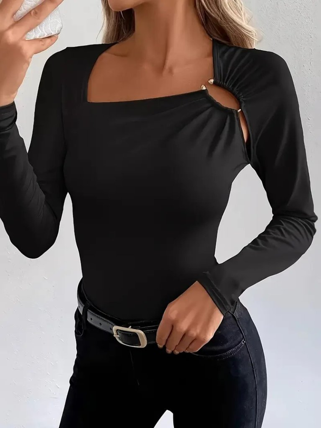 Janes Negro Ajustado Sexy Elegante Blusa Ropa al por mayor Sexy