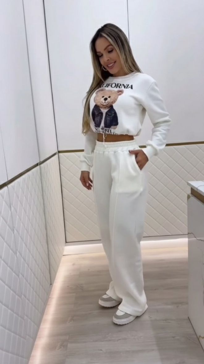 Janes Ensemble Blanc Décontracté Sport Avec Pantalon Jogger Vêtements en gros Décontracté
