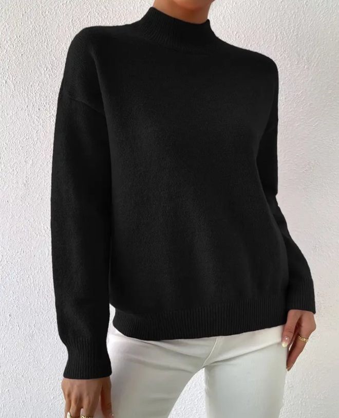 Janes Maglione Nero Con Collo Alto E Maniche Lunghe Abbigliamento all'ingrosso Casuale