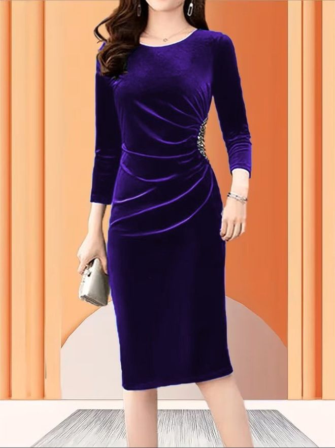 Janes Mor Zarif Resmi Fit & Düz Elbise Toptan Giyim İş