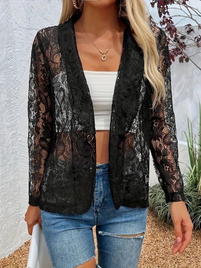 Janes Елегантен Едноредов Блейзър Яке В Черно Дрехи на едро Небрежен