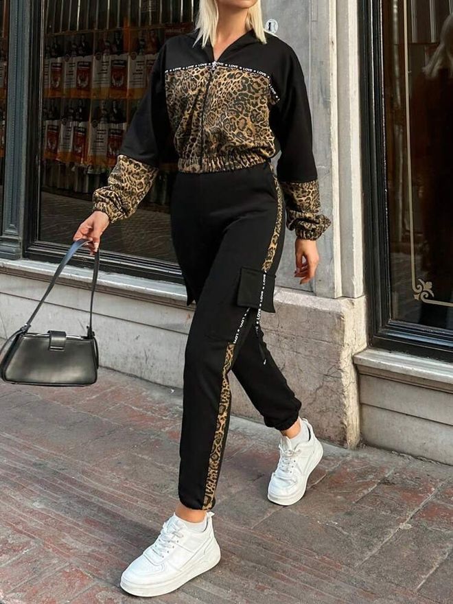 Janes Conjunto Preto Casual Desporto Roupa De Rua Roupas por atacado Casual