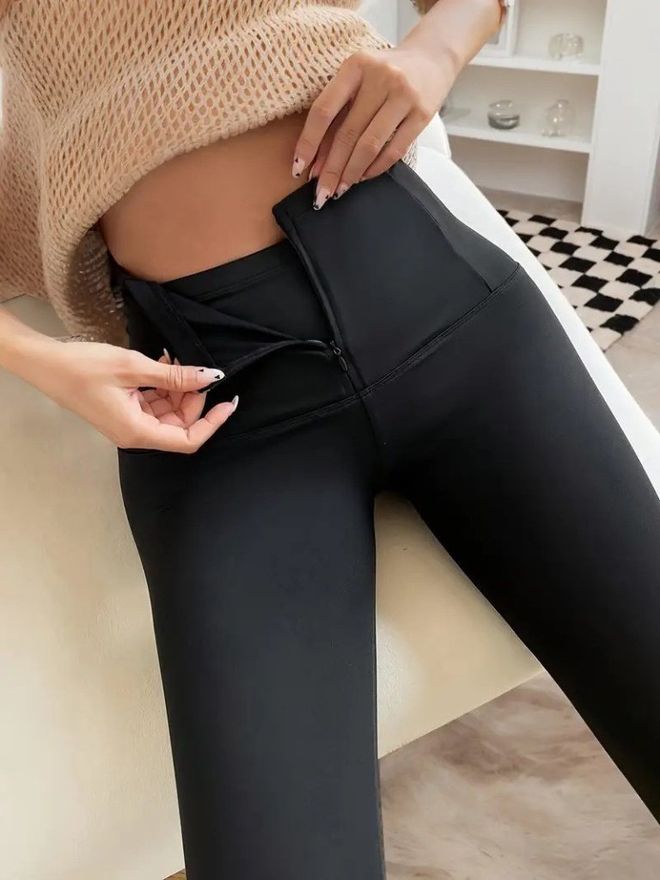 Janes Черный Леггинсы Высокая Талия Тощая Нога Длинный Застегивать Оптовая продажа одежды Повседневный