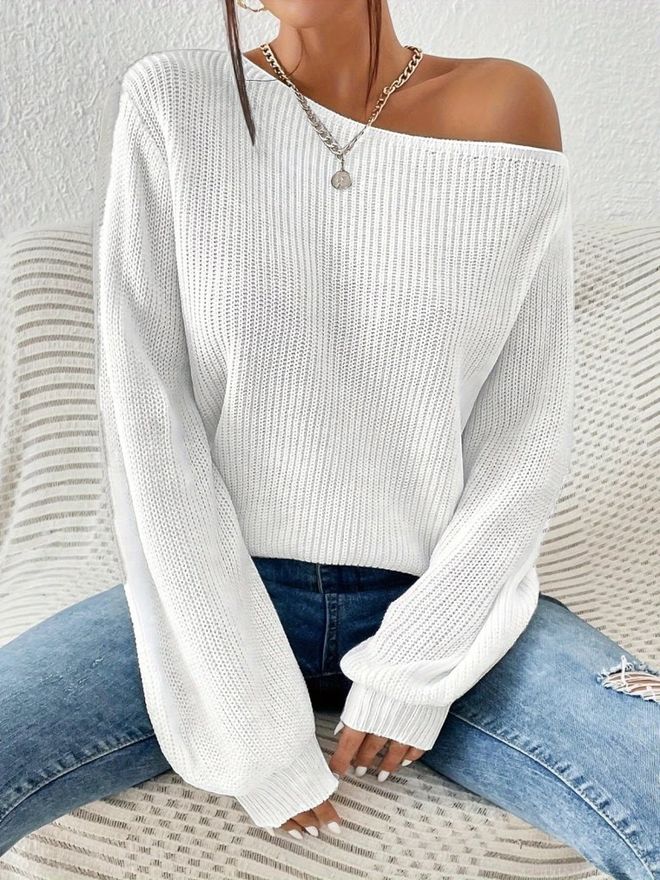 Janes Weiß Bluse Mit Schulterfreiem Ausschnitt Und Ballonärmeln Großhandelskleidung Lässig