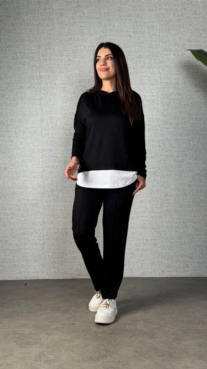 Janes Комплект Черно Небрежен Спорт Скромна Мода Дрехи на едро Скромна мода