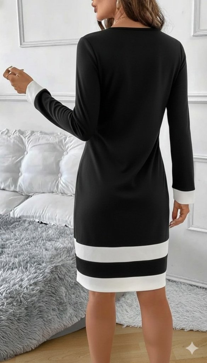 Janes Черна Рокля Shift С Дълги Ръкави Дрехи на едро Работа