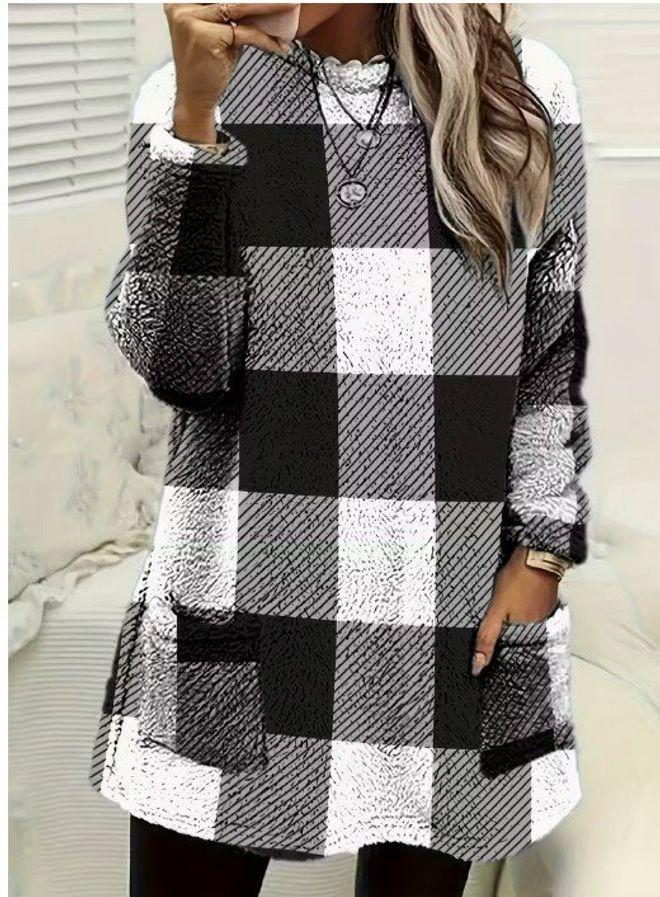 Janes Túnica Informal Modesta A Cuadros Negra Ropa al por mayor Modesto