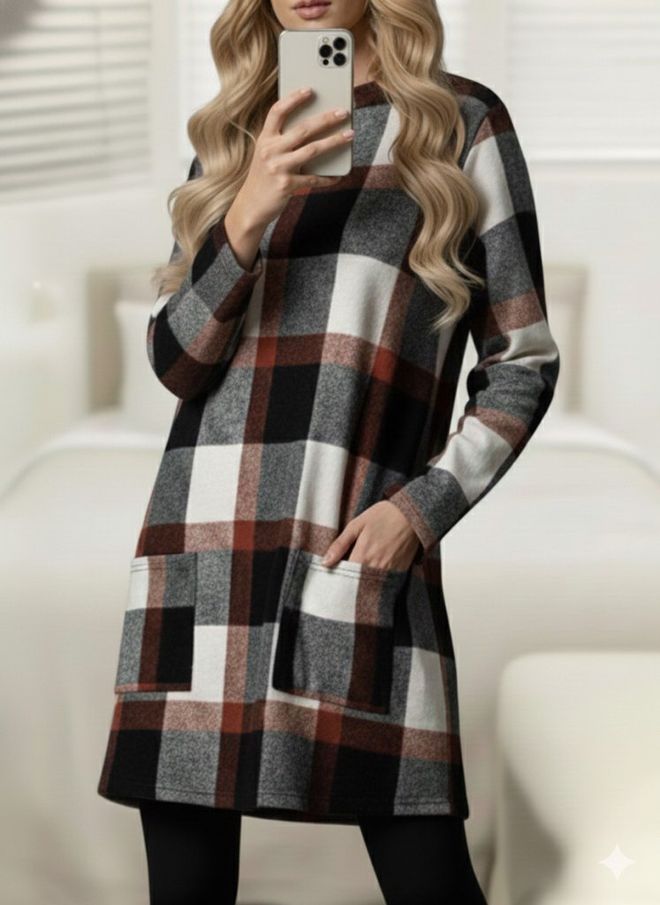 Janes Túnica Negra A Cuadros Casual Modesta Ropa al por mayor Modesto