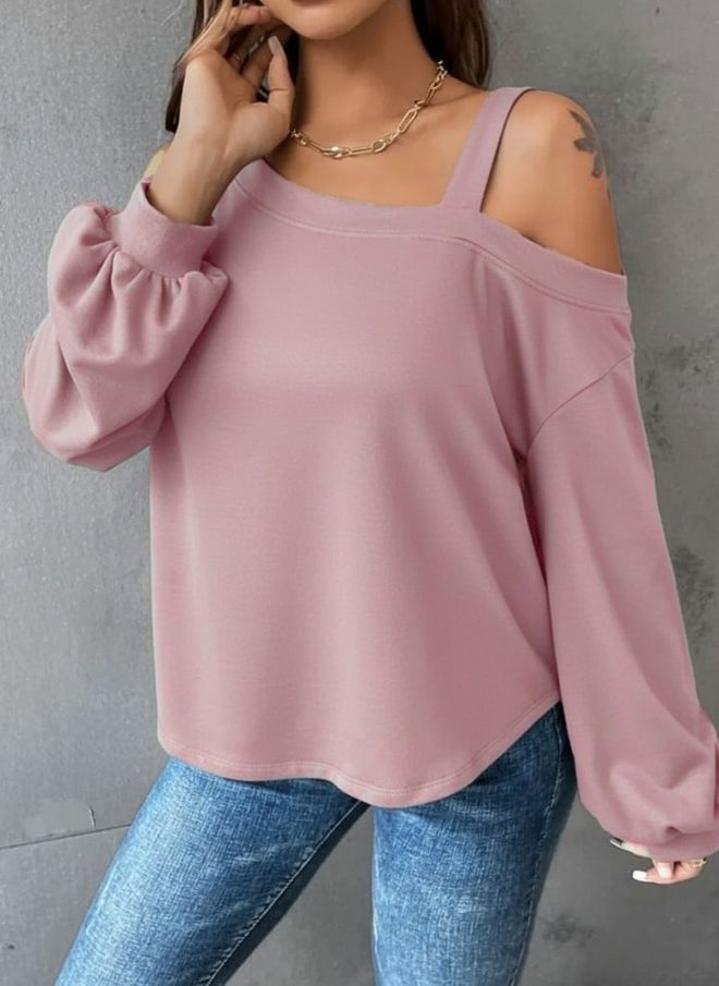 Janes Pembe Gündelik Seksi Zarif Bluz Karpuz Kollu Toptan Giyim Gündelik