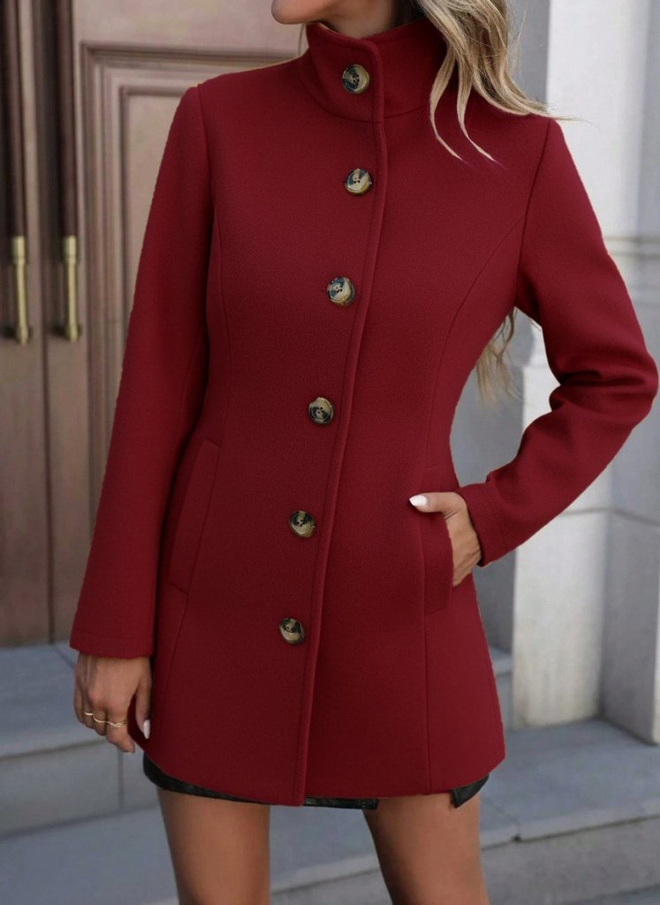 Janes Bordo Tek Düğmeli Dar Kalıp Kaban Toptan Giyim Gündelik