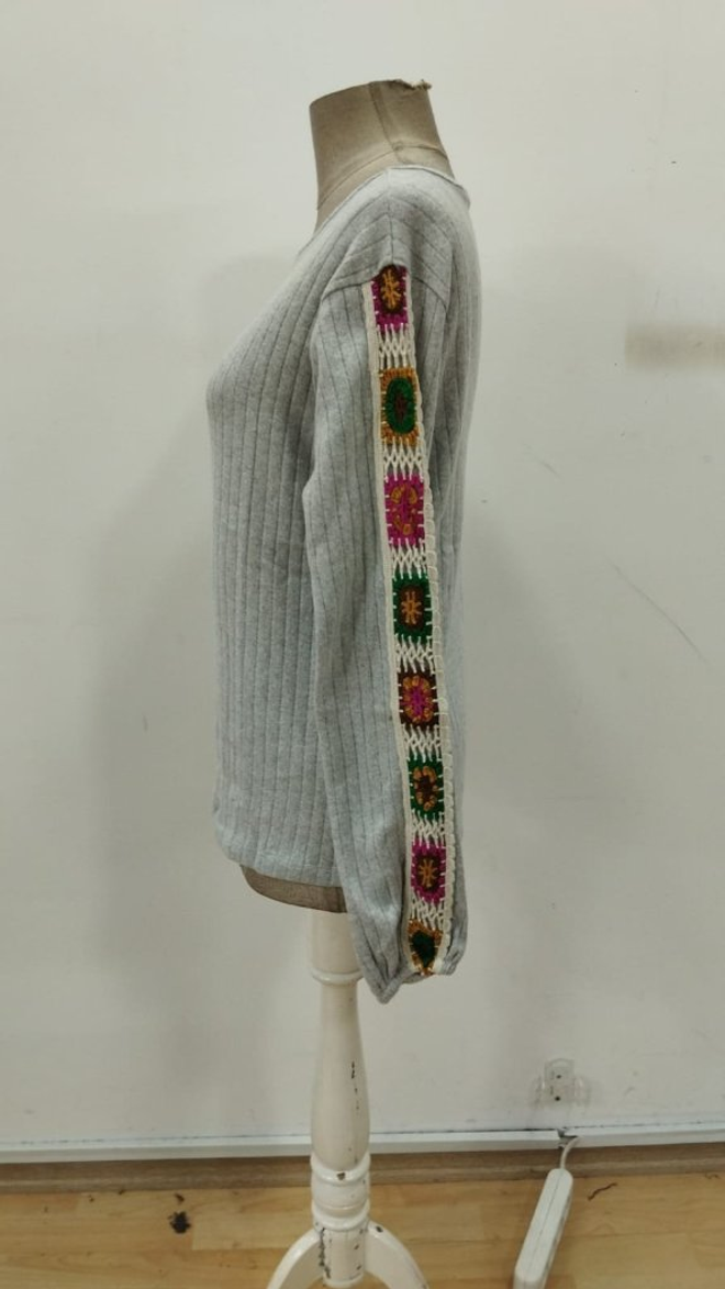 Janes Blusa Gris Casual Boho Vintage Elegante Retro Ropa al por mayor 5