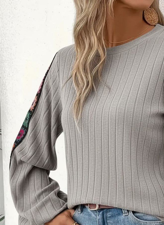 Janes Blusa Gris Casual Boho Vintage Elegante Retro Ropa al por mayor Salón