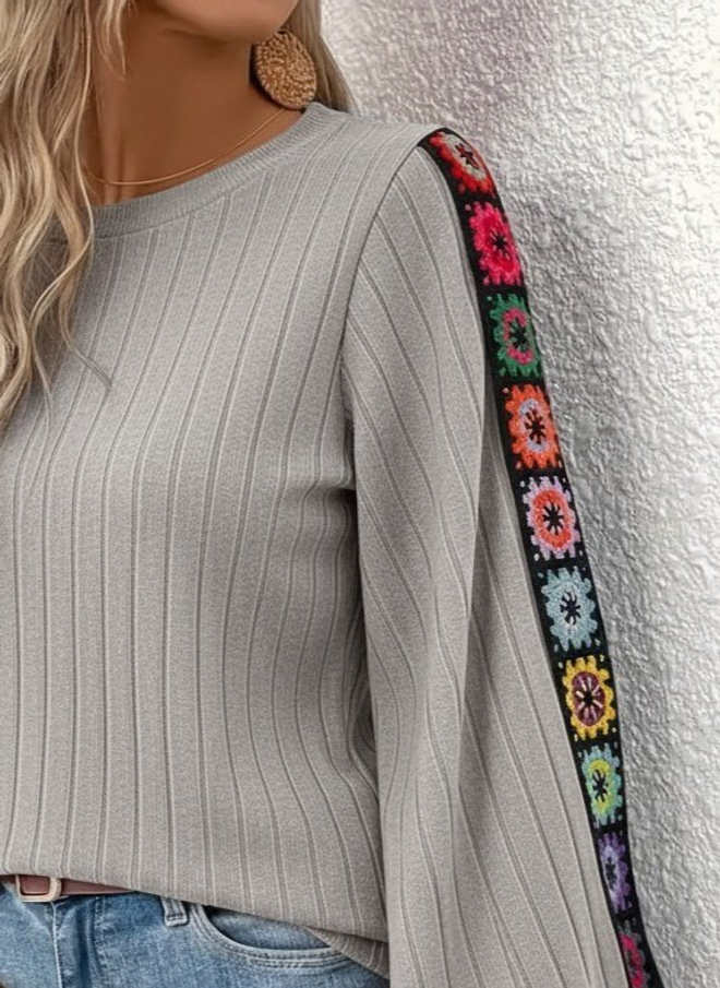 Janes Blusa Gris Casual Boho Vintage Elegante Retro Ropa al por mayor 1