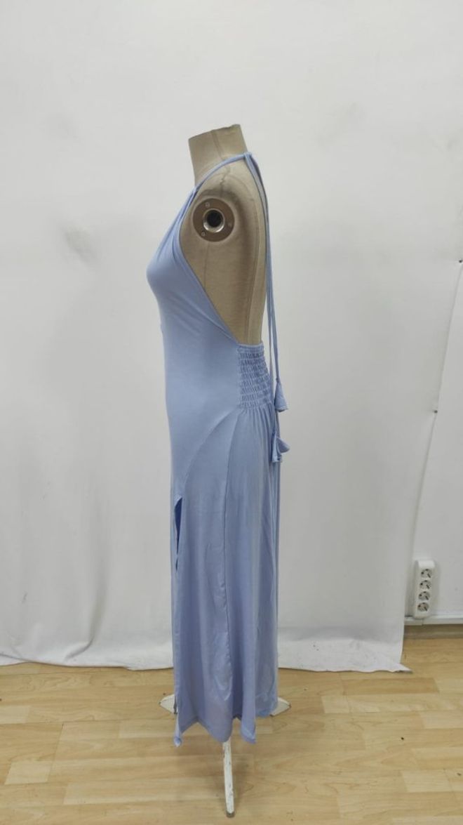 Janes Blau Sexy Lässig Elegantes Maxi Slip Kleid Großhandelskleidung Sexy