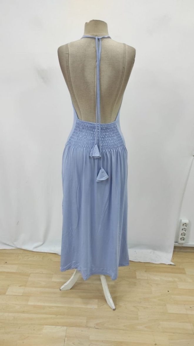 Janes Blau Sexy Lässig Elegantes Maxi Slip Kleid Großhandelskleidung 5