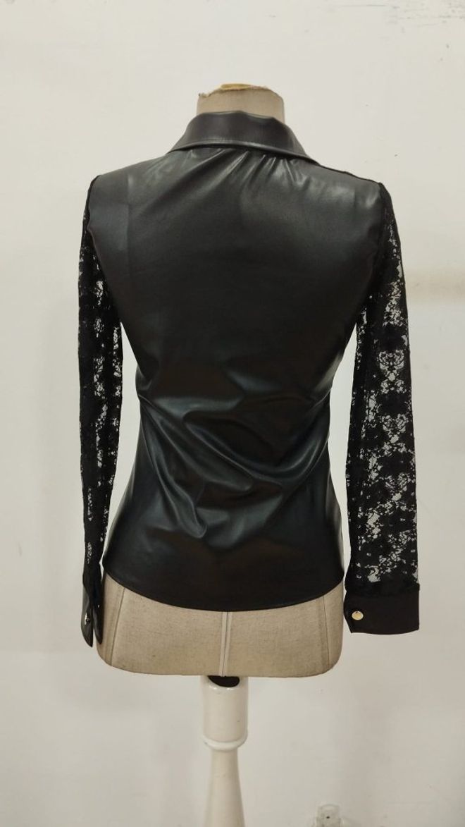 Janes Camisa Negra Slim Fit Con Cuello Entallado Y Abotonada Ropa al por mayor Cóctel