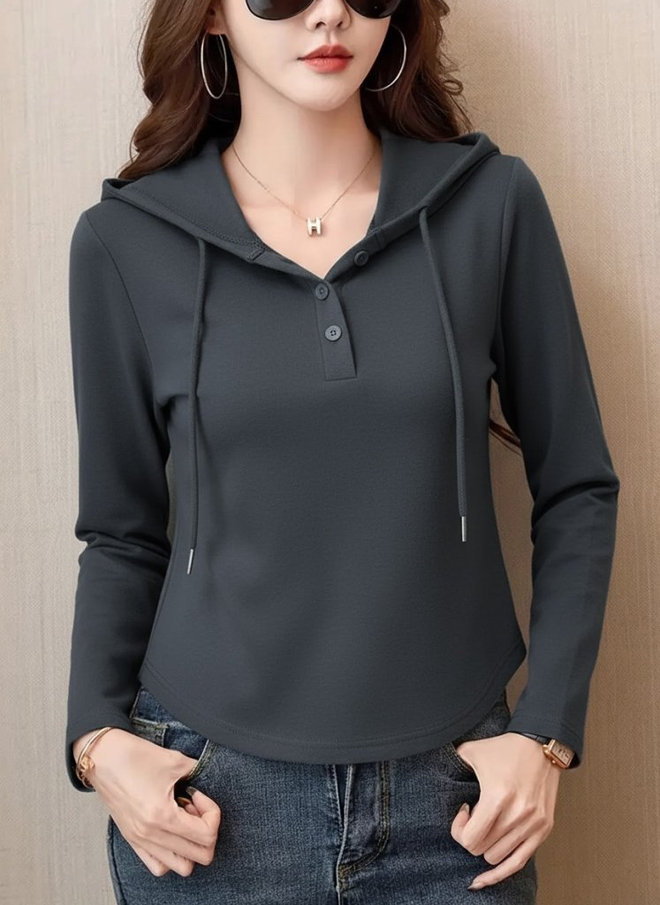 Janes Grau Lässig Sport Streetwear Modest Bluse Großhandelskleidung Modest