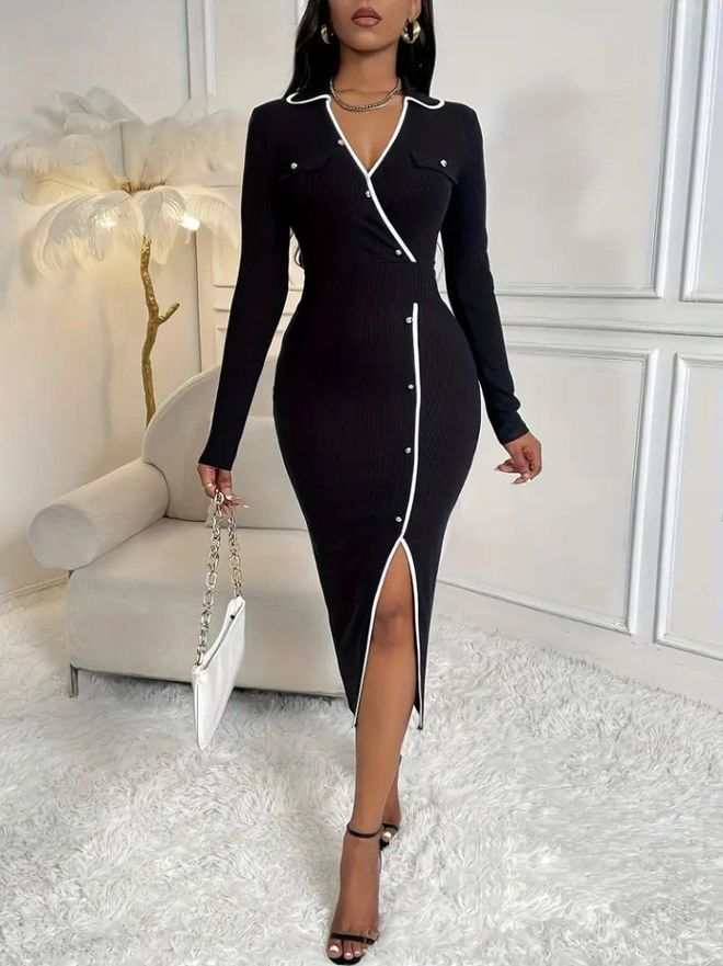 Janes Черное Сексуальное Элегантное Формальное Гламурное Облегающее Платье Оптовая продажа одежды 1