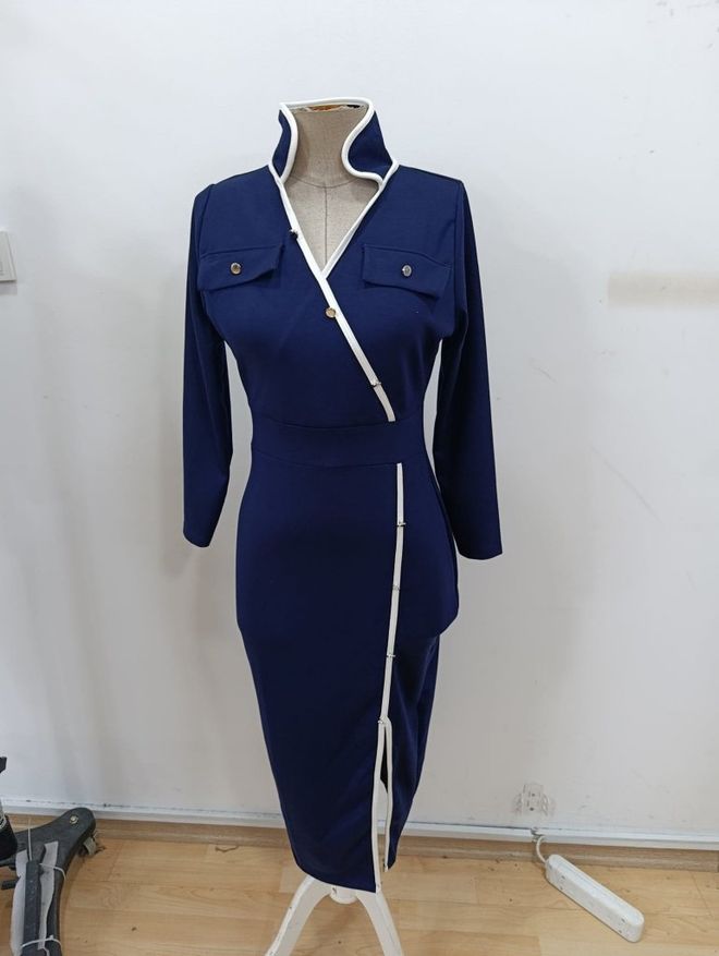 Janes Темно синий Сексуальный Элегантный Формальный Облегающее Тело Одеваться Оптовая продажа одежды Формальный