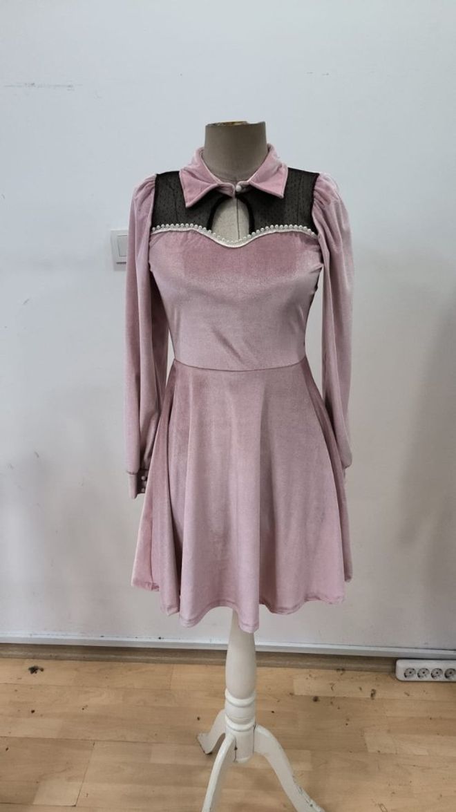 Janes Розовое Элегантное Платье Миди С Расклешением Оптовая продажа одежды Весна