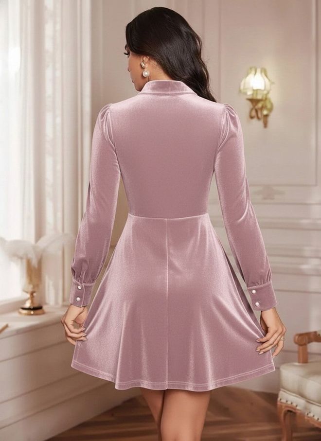 Janes Розовое Элегантное Платье Миди С Расклешением Оптовая продажа одежды Работа