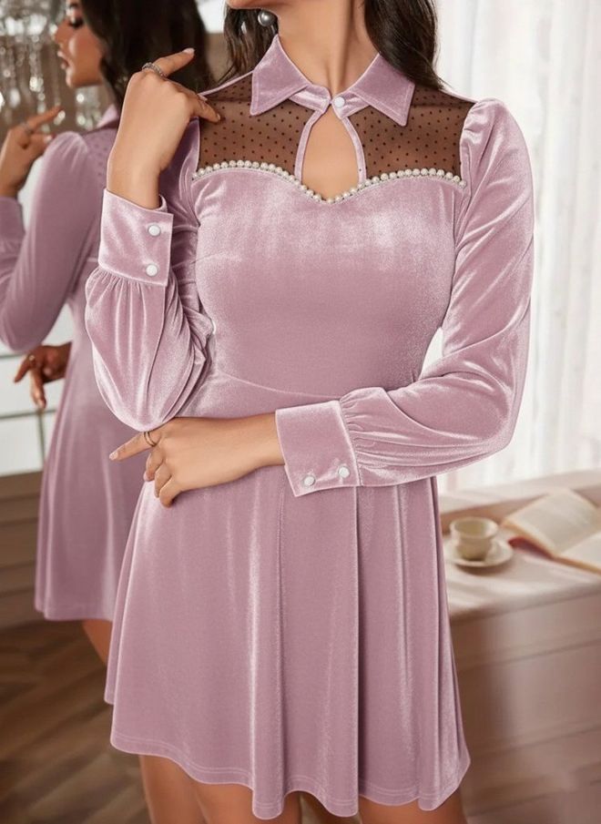 Janes Розовое Элегантное Платье Миди С Расклешением Оптовая продажа одежды 1