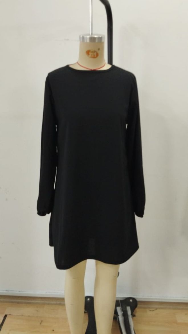 Janes Черное Мини Сдвигающееся Платье С Длинными Рукавами баллон Оптовая продажа одежды Весна